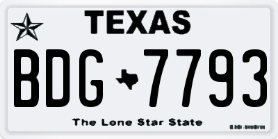 TX license plate BDG7793