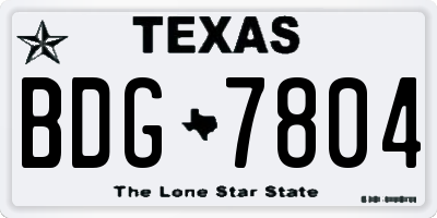 TX license plate BDG7804