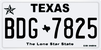 TX license plate BDG7825