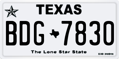 TX license plate BDG7830