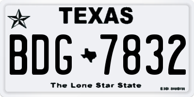 TX license plate BDG7832
