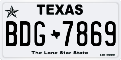 TX license plate BDG7869