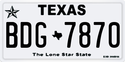 TX license plate BDG7870