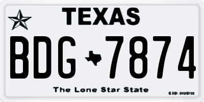 TX license plate BDG7874