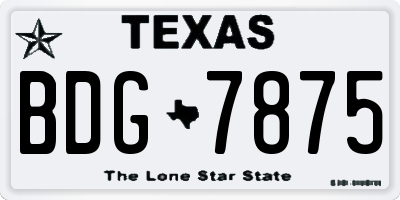 TX license plate BDG7875