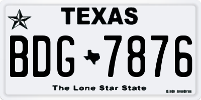 TX license plate BDG7876