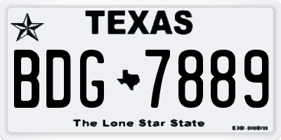 TX license plate BDG7889