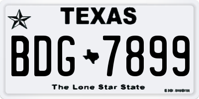 TX license plate BDG7899