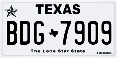 TX license plate BDG7909