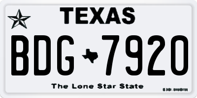 TX license plate BDG7920