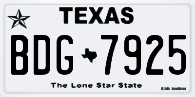 TX license plate BDG7925