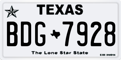 TX license plate BDG7928