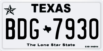TX license plate BDG7930