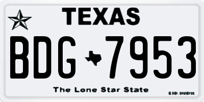 TX license plate BDG7953