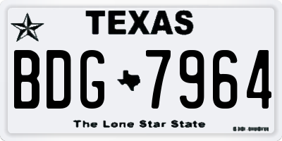 TX license plate BDG7964