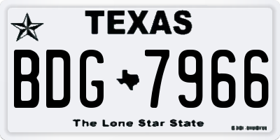 TX license plate BDG7966