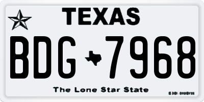 TX license plate BDG7968