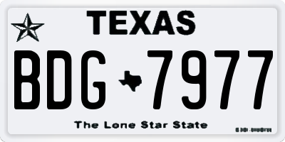 TX license plate BDG7977