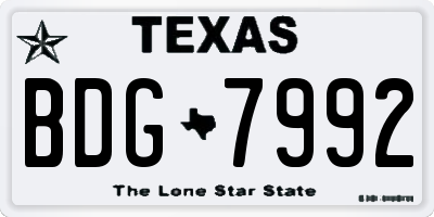 TX license plate BDG7992