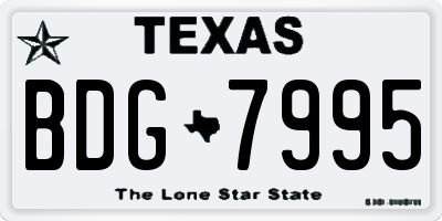 TX license plate BDG7995