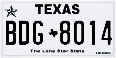 TX license plate BDG8014