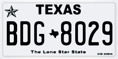 TX license plate BDG8029