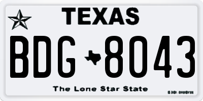 TX license plate BDG8043