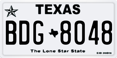 TX license plate BDG8048
