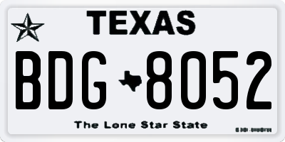TX license plate BDG8052