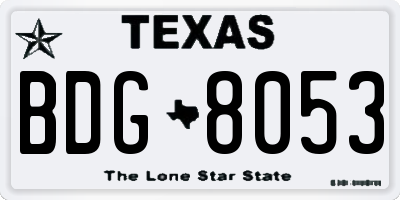 TX license plate BDG8053