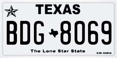 TX license plate BDG8069