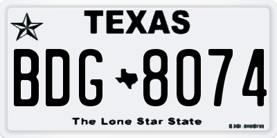 TX license plate BDG8074