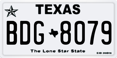 TX license plate BDG8079