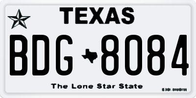 TX license plate BDG8084