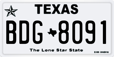 TX license plate BDG8091