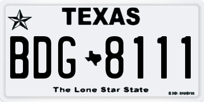 TX license plate BDG8111