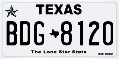 TX license plate BDG8120