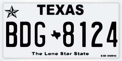 TX license plate BDG8124