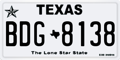 TX license plate BDG8138