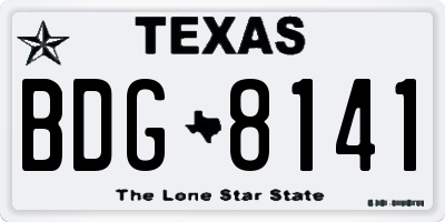 TX license plate BDG8141