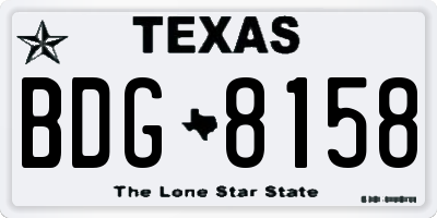 TX license plate BDG8158