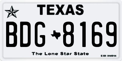 TX license plate BDG8169