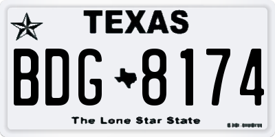 TX license plate BDG8174