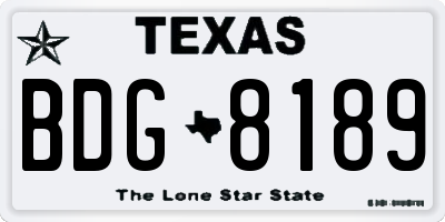 TX license plate BDG8189