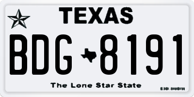 TX license plate BDG8191