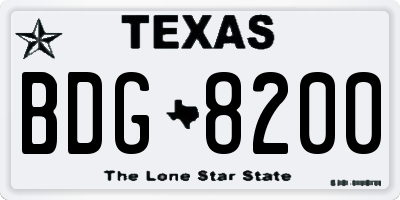 TX license plate BDG8200