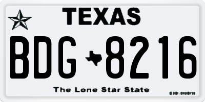 TX license plate BDG8216