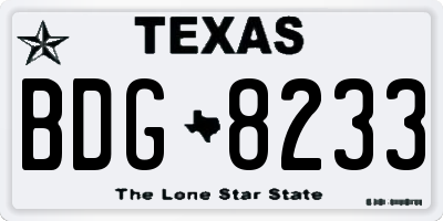 TX license plate BDG8233