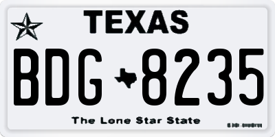 TX license plate BDG8235