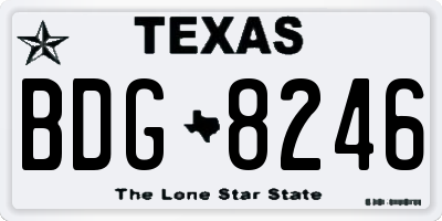 TX license plate BDG8246